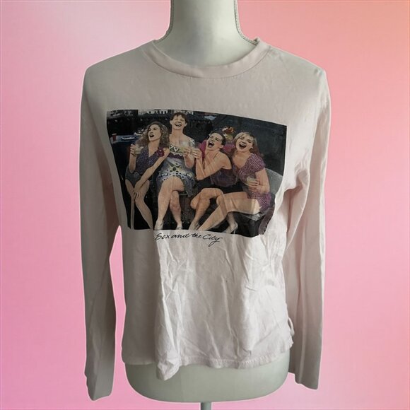 SEX AND THE CITY Blush Pink Long Sleeve T Shirt Size Large - Picture 1 of 5